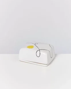 Clearance Alojamento Butterdose Weis Mit Bemalung Butterdosen