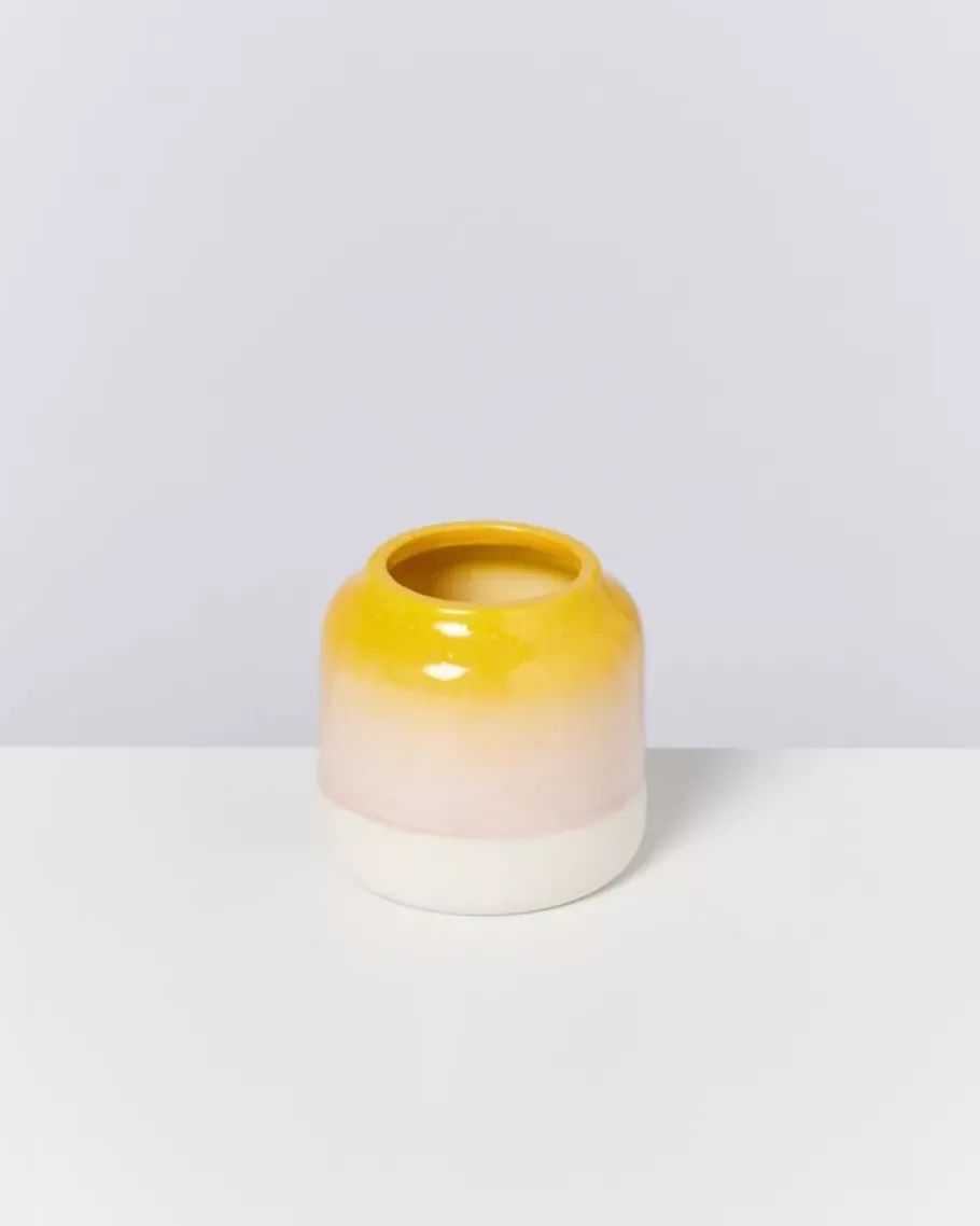 Sale Bebe Vase Gelb Rosa Gesprenkelt Vasen