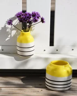Hot Bebe Vase Gelb Schwarz Gestreift Bebe
