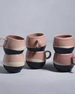 Hot Bica 6Er Set Tasse Gros Pink Navy Cream 6 Teilige Sets