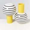 Fashion Bola Vase L Gelb Schwarz Gestreift Vasen