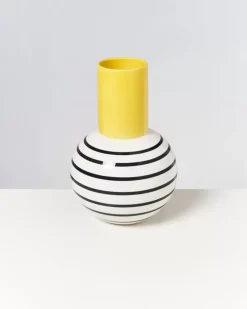 Fashion Bola Vase L Gelb Schwarz Gestreift Vasen