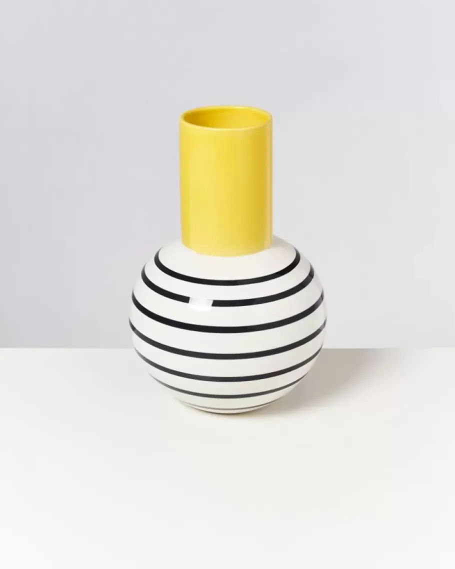 Fashion Bola Vase L Gelb Schwarz Gestreift Vasen