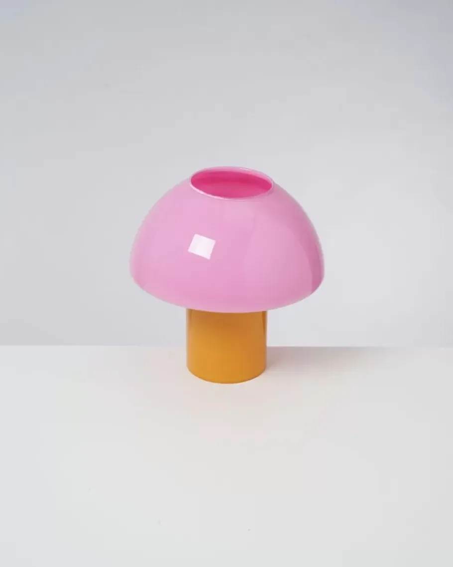 Clearance Cogumelo Glaslampe Rosa Gelb Lampen