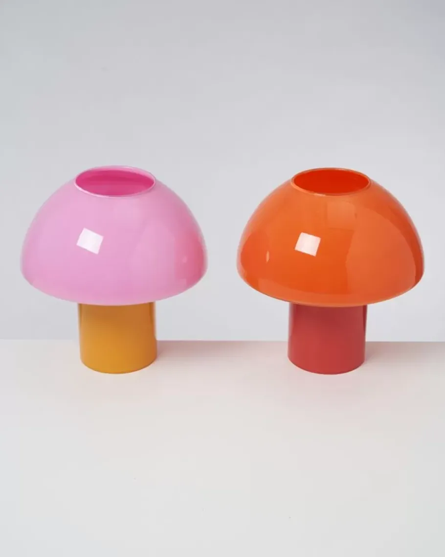 Clearance Cogumelo Glaslampe Rosa Gelb Lampen