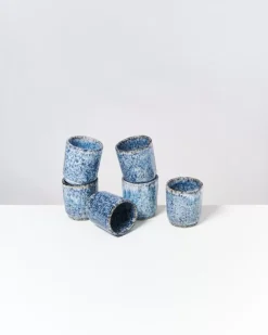 Best Cordoama 6Er Set Becher Klein Blau Gesprenkelt Tassen & Becher Sets