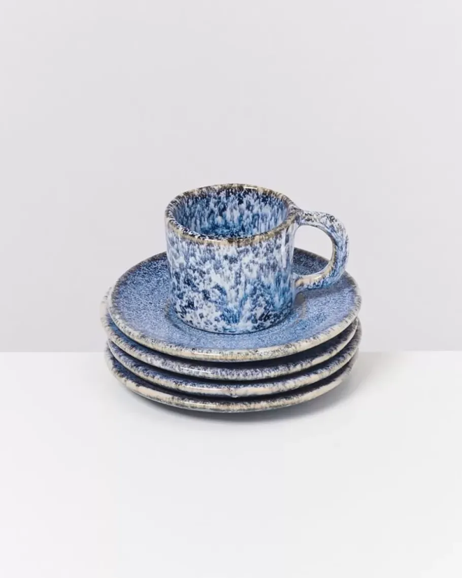 Discount Cordoama Espresso-Untertasse Blau Gesprenkelt Tassen & Becher
