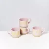 Fashion Nodoa 4Er Set Tasse Rosa Gelb Gestreift Tassen & Becher Sets