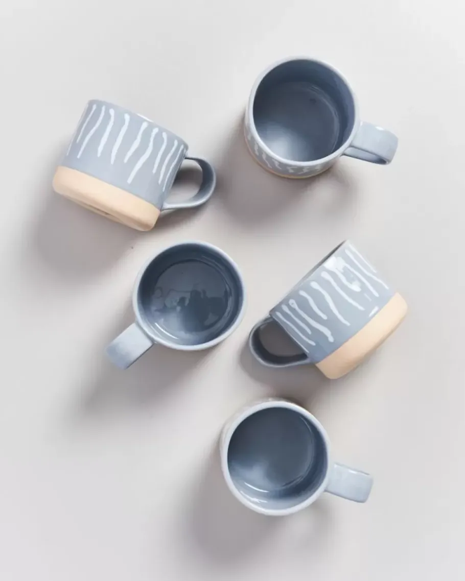 Sale Nodoa Tasse Grau Weis Gestreift Tassen & Becher