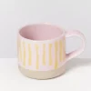 New Nodoa Tasse Rosa Gelb Gestreift Tassen & Becher