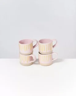 New Nodoa Tasse Rosa Gelb Gestreift Tassen & Becher