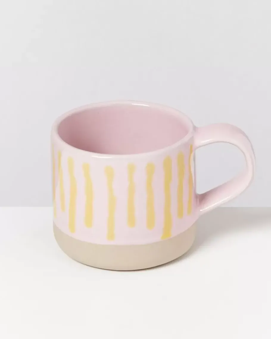Best Nodoa Tasse Rosa Gelb Gestreift Große Tassen