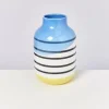Hot Nuno Vase L Schwarz-Weis Gestreift Mit Blau Vasen