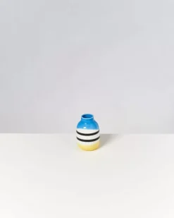 Best Nuno Vase S Schwarz-Weis Gestreift Mit Blau Vasen
