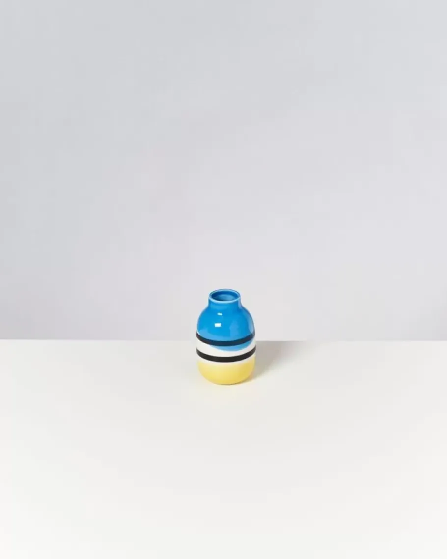 Best Nuno Vase S Schwarz-Weis Gestreift Mit Blau Vasen