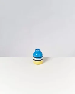 Flash Sale Nuno Vase S Schwarz-Weis Gestreift Mit Blau Nuno S