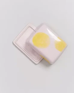 New Seia Butterdose Rosa Gelb Gepunktet Butterdosen