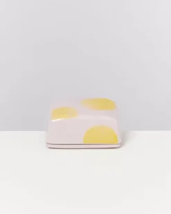 New Seia Butterdose Rosa Gelb Gepunktet Butterdosen