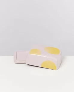 New Seia Butterdose Rosa Gelb Gepunktet Butterdosen