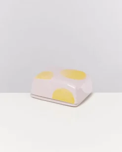 New Seia Butterdose Rosa Gelb Gepunktet Butterdosen
